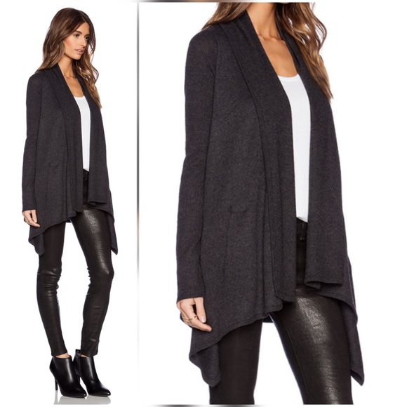 Vince Wool Cashmere Drape Cardigan Sweater Gray - Picture 3 of 7